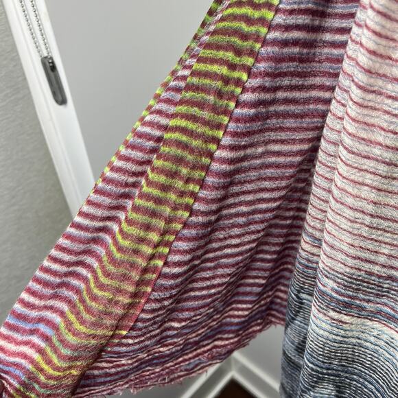 Epice Women's Scarf Alaska Kaleidoscope Stripe Multicored Wool Cashmere - Picture 5 of 9